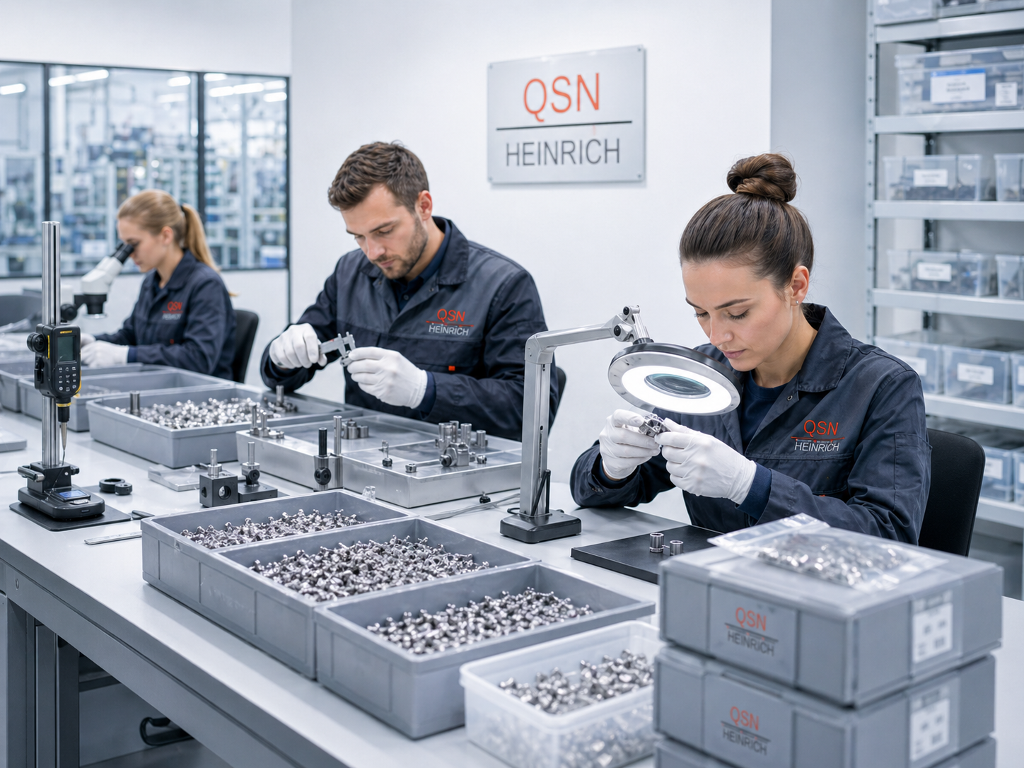 Symbolbild einer Qualitätsprüfung technischer Bauteile